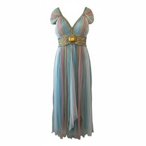 Tebi Multicolor Tulle Evening Gown With Embellished Waist